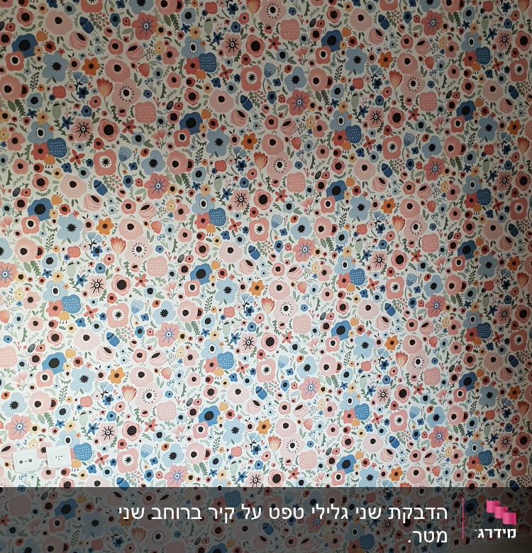 טפט פרחוני צבעוני עם פרחים ורודים וכחולים